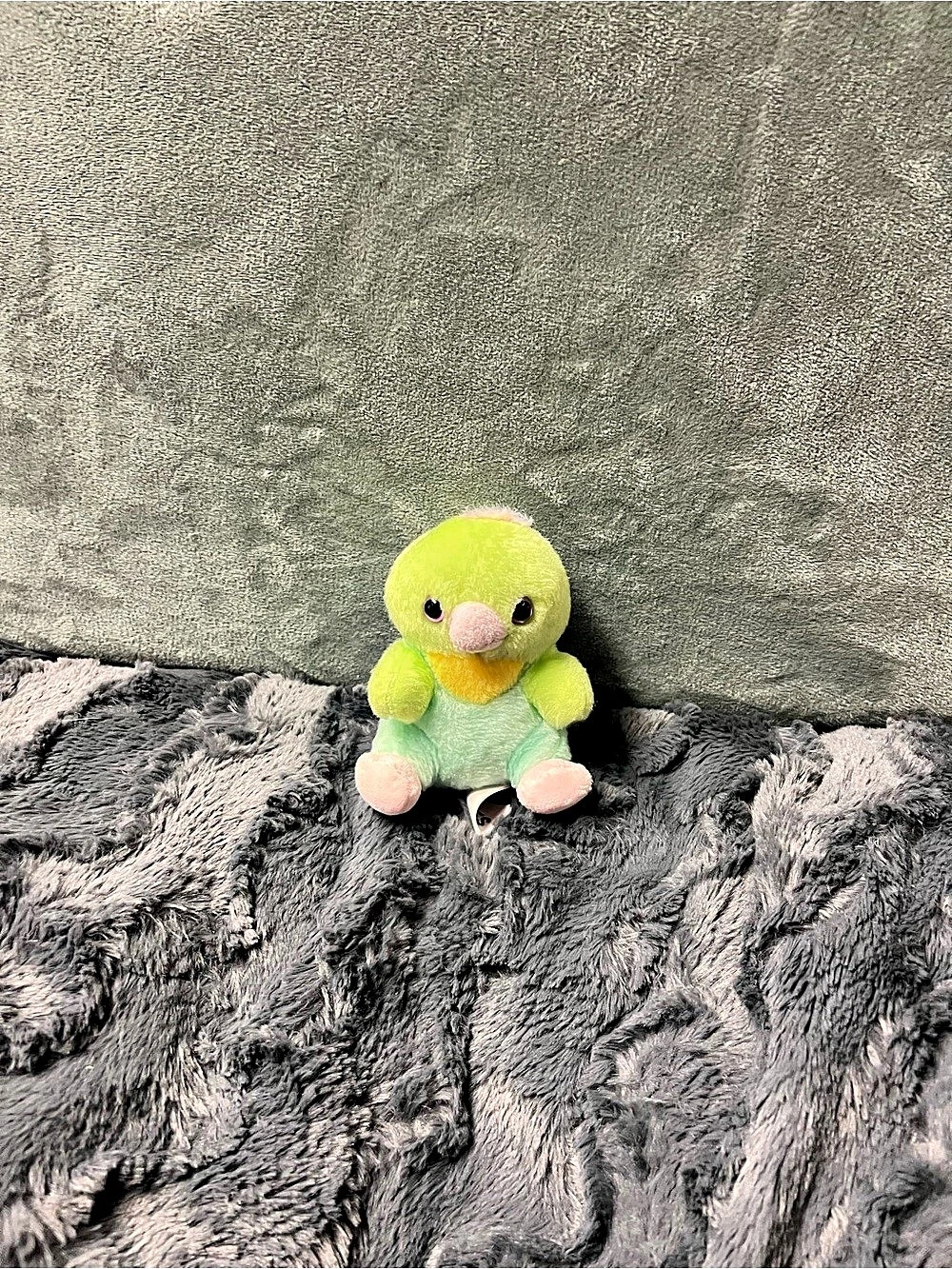 Petooties Green Chick Bird Plush Mint Pink Feet Small Stuffed Toy